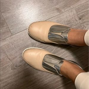 TOD’S Nude and metallic leather sneakers